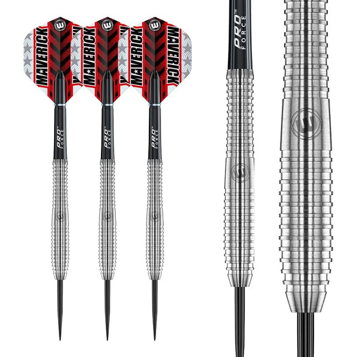 Професійний набір дротиків WINMAU Maverick 24 г, сталевий наконечник, вольфрам, з оперенням і шафтами
