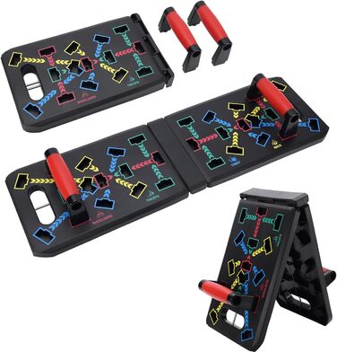 GLKEBY Тренажер для віджимань Push-Up Rack Board 15-в-1, складаний, багатофункціональний, для дому, фітнесу, портативний, регульований, з квадратною ручкою