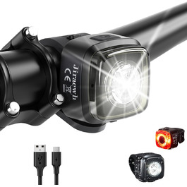 Набір LED-фаро для велосипеда, сертифікований StVZO, 600mAh, зарядка Type-C, передній + задній ліхтар, водонепроникність IPX5