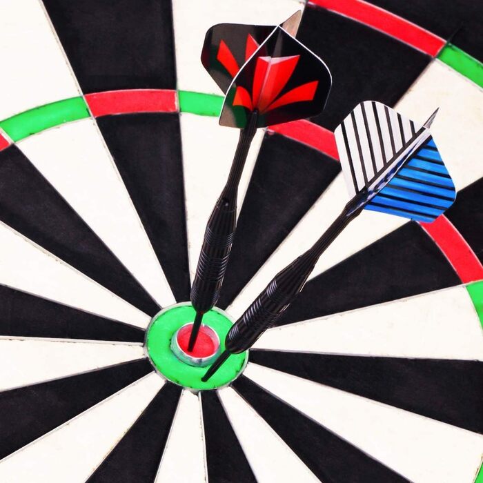 Сталеві дротики Steel Dartpfeile набір 6/12 шт. з металевими наконечниками, алюмінієвими стержнями, 18 пір'ями та гумовими кільцями - 22/23 г