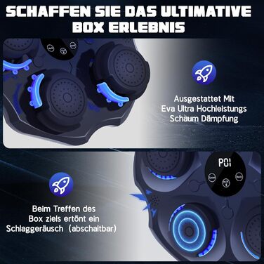 Музична боксерська машина Lvelfe з LED-підсвічуванням, Bluetooth, 9 режимів швидкості та лічильником, чорна