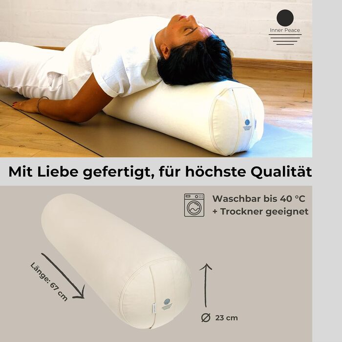 Йога-бостер для розслаблення | Великий, з органічною дрібнозернистою начинкою, Made in Germany | Зручний, з бавовняним чохлом, для йоги та медитації