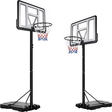 Баскетбольний кошик вуличний з регульованою висотою 230-305 см, стійка з задньою панеллю 110x70 см для подвір'я, саду, гаража - білий