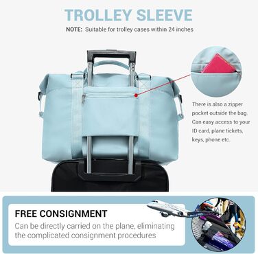 Спортивна сумка LOVEVOOK для жінок: водонепроникна дорожня сумка-мішок, 30L, світло-блакитна