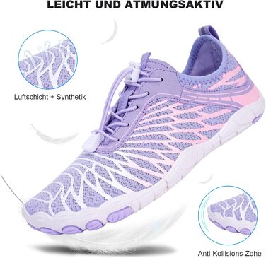 RUYI Взуття для пішоходів без шкарпеток унісекс, швидковисихаюче, для плавання, м'яке, легке, трейлові кросівки, фітнес-взуття з антиковзкою підошвою та широкою передньою частиною, A09, фіолетовий, 40 EU
