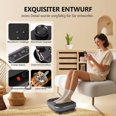 Платформа для вібраційного тренування KRYLIX: схуднення, лімфодренаж, фітнес з еластичними гумками для жінок та чоловіків