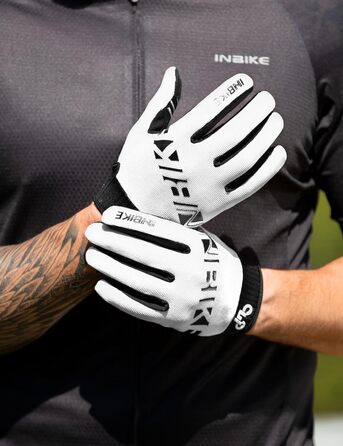 Рукавички для гірського велосипеда INBIKE з силіконовим покриттям, дихаючі, з підтримкою сенсорного екрану, для MTB, шосе та outdoor активностей (білі, L)