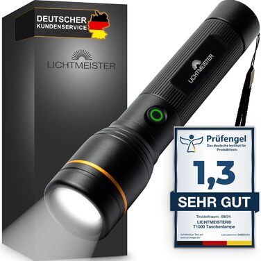 Ліхтар LED LICHTMEISTER® 1000 Люмен, акумулятор 4000 mAh, перезарядний, надяскравий