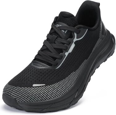 Кріцелі: бігові кросівки для чоловіків з широкою передньою частиною. Ідеальні для трейлраннінгу, бігу по дорогах, трекінгу, спорту та фітнесу. Чорний колір, розмір 44 EU