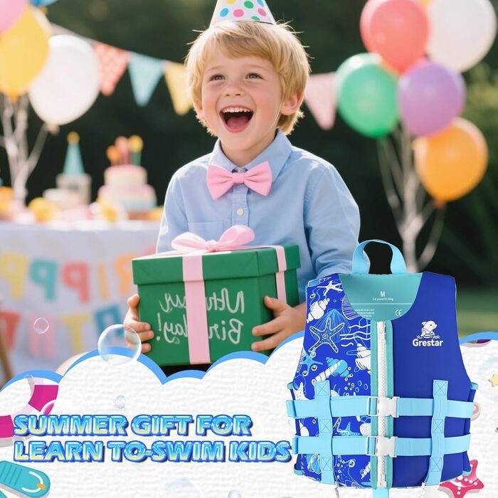 Дитячий рятувальний жилет Kinder Schwimmweste Neopren (2-9 років, 15-35 кг, M, блакитний)