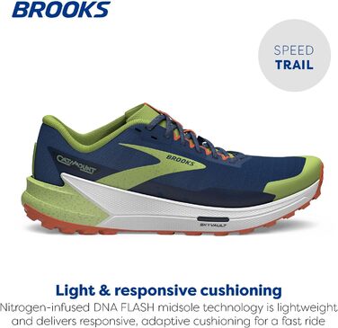 Чоловічі кросівки для трейлраннінгу Brooks Catamount 2, розмір 43 EU, Navy/Firecracker/Sharp Green