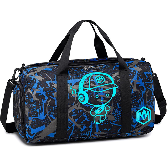 Спортивна сумка для дітей з відділенням для взуття та мокрих речей. Дитяча пляжна сумка для хлопчиків та дівчаток. Сумка для плавання, подорожей, фітнесу (Принц Graffiti Blue)