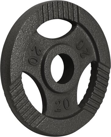 Олімпійські диски для штанги GORILLA SPORTS, 1,25-20 кг, чавунні, Tri-Grip, 50 мм, сріблясті