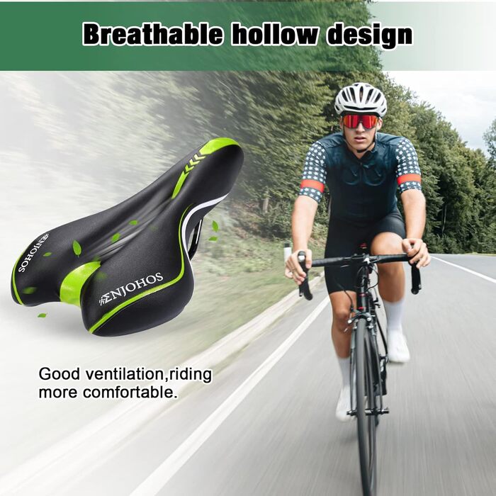 Велосипедний сідло ENJOHOS: водонепроникне, для MTB, трекінгу, шосе, зелене