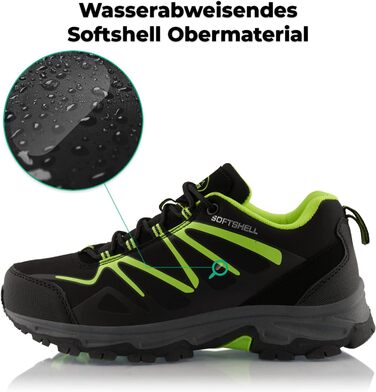 Черевики для піших прогулянок для жінок та чоловіків, дихаючі трекінгові черевики, чорно-зелені, 37 EU