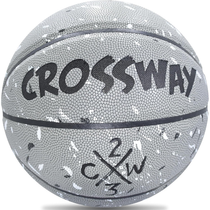 Баскетбольний м'яч Crossway для залу та вулиці, розміри 5/6/7, вологостійка PU-шкіра, з сумкою та насосом, для всіх вікових груп