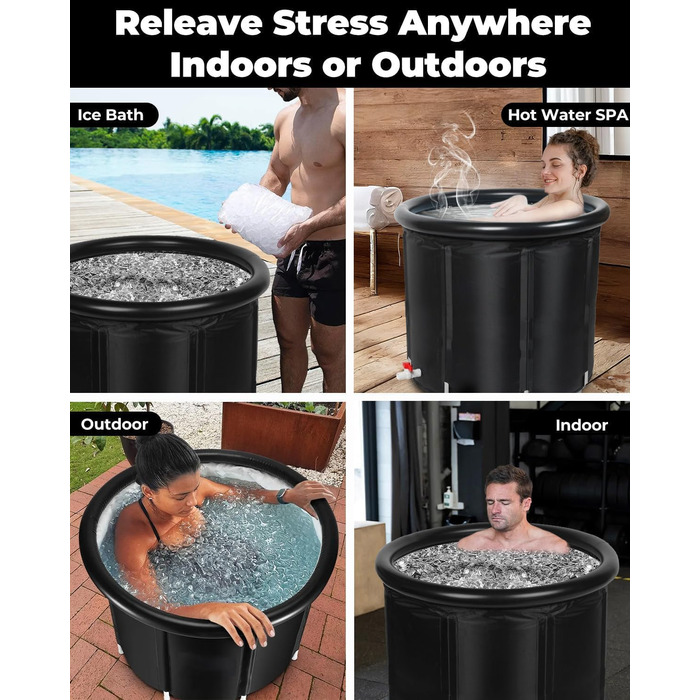 Кріованна для льодяних купань XL (80 см) з системою охолодження, 8 сталевими стійками, термозахистом та сумкою — повний комплект