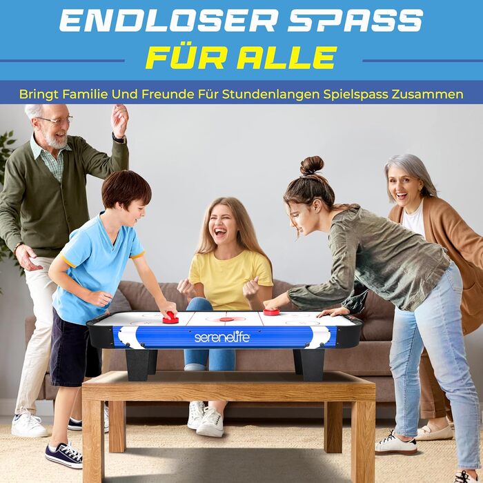 Тік-хокей SereneLife – ігровий стіл для дітей та дорослих, блакитно-чорний колір, модель для ігор