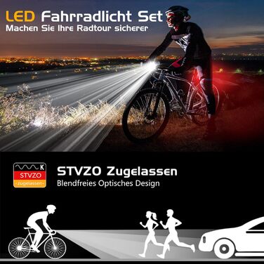 LED фара на велосипед з USB зарядкою, 1000mAh акумулятор, StVZO сертифікат, водонепроникність IPX5, для велосипедів, шосе, MTB, Ebike