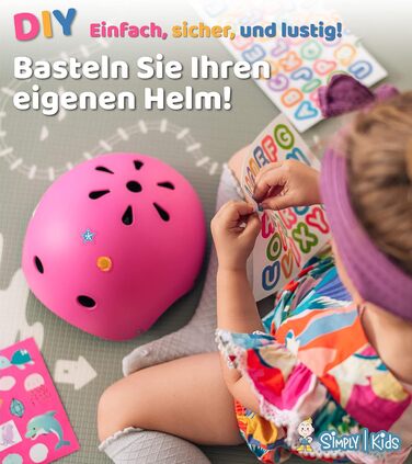 Дитячий велосипедний шолом Simply Kids з наклейками, сертифікований CPSC та CE, для скейтборду, велосипеда, самоката, для хлопчиків і дівчаток 2-8 років, розмір 46-58 см, дизайн 'Друзі у Країні чудес', рожевий