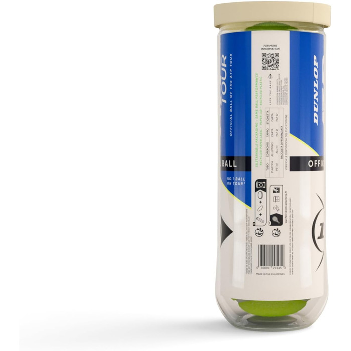 Тенісний м'яч Dunlop ATP Tour - для ґрунту, хард-корту та трави, 3x4 м'ячі (2x3 м'ячі)