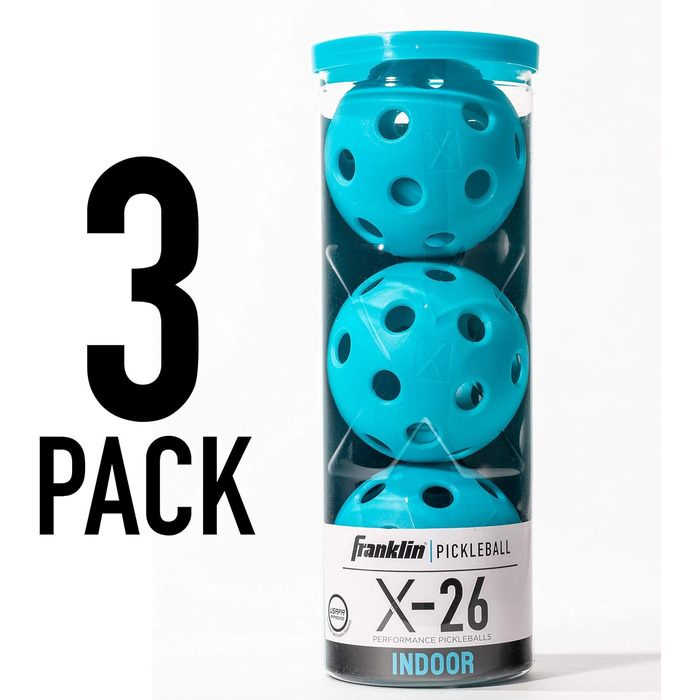 Піклбол м'ячі Franklin Sports X-26 для залу, 3 шт, сині, USAPA, турнірні, кілька кольорів