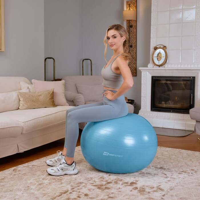 Фітбол Hop-Sport 65см блакитний + насос