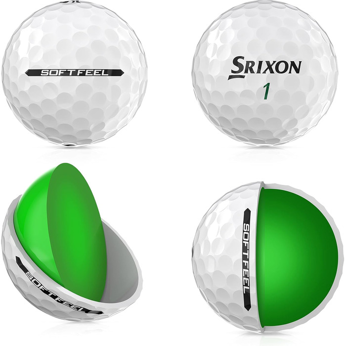 Гольф-м'ячі Srixon Soft Feel 13 та 14 | М'які, довговічні, стабільний політ, контрольований спін | Преміум-якість, відчуття та контроль на гріні | Жовто-білі, білі