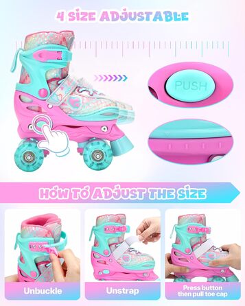 Ролики для дітей Sportneer, EU 23-36, кольори веселки, комплект з захистом, для початківців