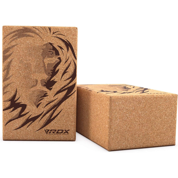 Йога-блок RDX з корку та EVA, нековзний, легкий, для балансу, гнучкості, пілатесу, фітнесу, домашніх тренувань, 22.5x14.5x10.2 см, 1 шт, Дизайн 1