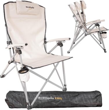 Дитячий складний стілець для кемпінгу Dieckkiners Ehlin, сталевий, регульована спинка, для балкону, саду, тераси, зелений/бежевий