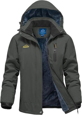 Зимова куртка Daen Outdoor: вітронепроникна, водонепроникна Softshell з флісовою підкладкою, для катання на лижах, функціональна, з капюшоном (M, темно-сірий)