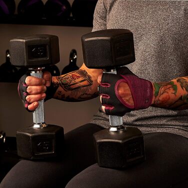 Жіночі вантажні рукавички Harbinger Flexfit з шкіряною підкладкою, для силових тренувань (1 пара), Merlot