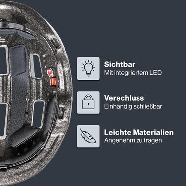 Шолом uvex city 4 Green Smoke matt - Легкий міський шолом з LED-ліхтарем та регулюванням розміру (58-61 см)