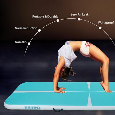 CCLIFE Airtrack Tumbling Mat - килимок для гімнастики, розкладна, з електропомпою, 1/3/4/5м, товщина 10/20см, зелений
