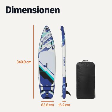 Надувний SUP-борд Amazon Basics з аксесуарами, 335 x 84 см, блакитний