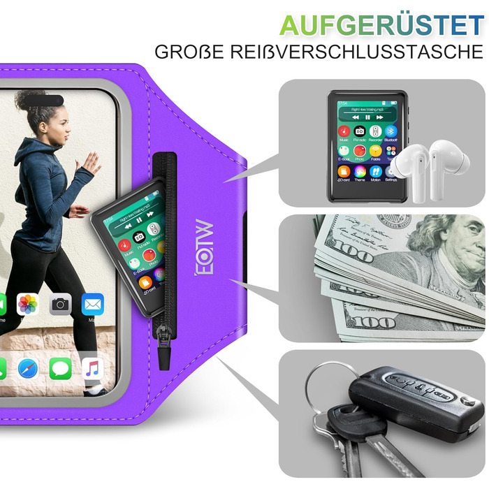 Спортивний браслет для телефону EOTW Joggen: зручна підставка для iPhone/Samsung (5.5-6.0 дюйми) з кишенькою для AirPods