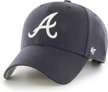 Кепка бейсболка MLB Atlanta Braves MVP, унісекс, регульована, біле лого, темно-синій