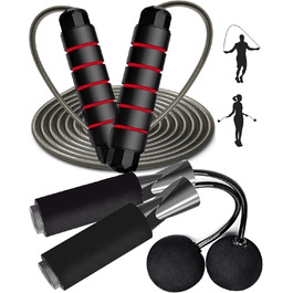 Стрибкове канат Enouke: 2 шт. (чорний/червоний) для кардіотренувань та витривалості, підходить для чоловіків, жінок та дітей