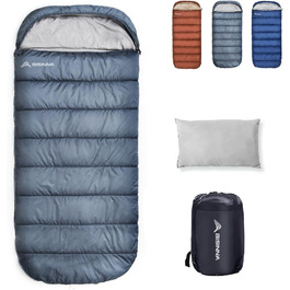 Спальний мішок BISINNA XXL для великих дорослих, 3-4 сезони, зимовий, теплий, для кемпінгу, сірий, 1.5 кг, блискавка справа