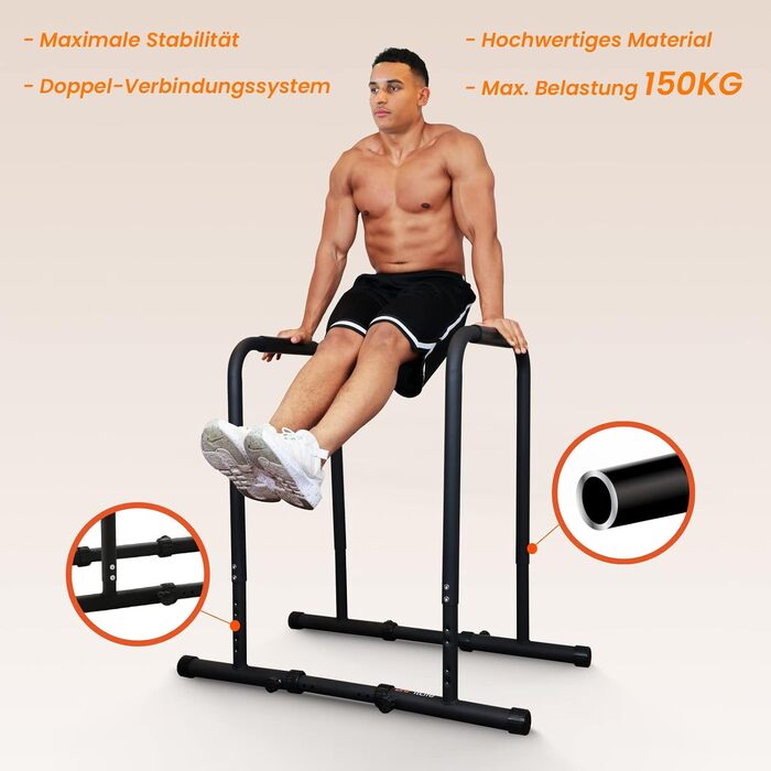 Бруси для віджимань DH FitLife, паралети для дому, регульовані 80-100 см, обладнання для калістеніки та силових тренувань