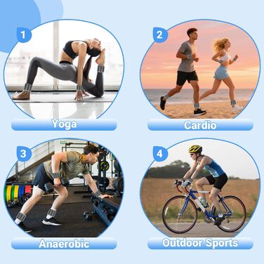 Регульовані ваги на зап'ястя та щиколотку - 0.45 кг (по 0.9 кг в комплекті), для йоги, танців, пілатесу та фітнесу