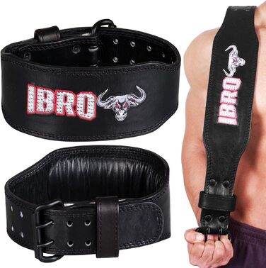 Позбиковий пояс для важкої атлетики IBRO з натуральної шкіри, 7 мм, для чоловіків, присідання, станова тяга, силові тренування, бодібілдинг, міцна сталева роликова застібка, комфортне важке підняття, м'яка спинна підтримка (чорний, XS)