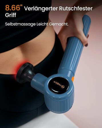 Масажний пістолет Napre з підігрівом та червоною світлотерапією для м'язів спини та шиї, з подовжувальною ручкою та 3 кутами нахилу