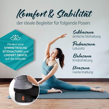 Йога болстер rundes 30см x 15см | Знімний чохол | Наповнений органічною лузгою пшениці або органічною лузгою гречки | Йога подушка для Інь-йоги та медитації, гречка чорна