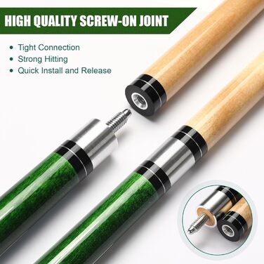 Більярдний кий Pool Queue 58 дюймів з канадського клена, 13 мм наконечники, для професійних гравців, 1/2 кленові кийки, 18oz