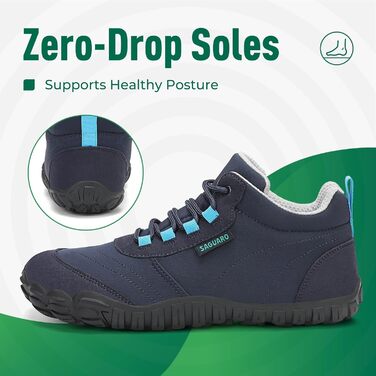 Черевики для ходьби босоногим SAGUARO для чоловіків та жінок, легкі, з нульовим перепадом, розміри EU 36-48 (36 EU, темно-синій)