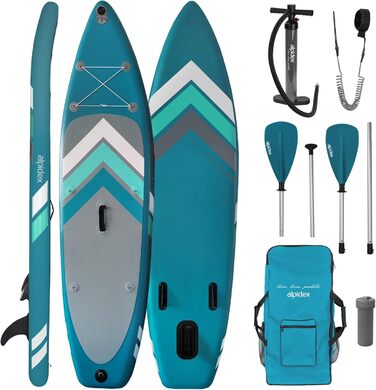 Надувна SUP-дошка ALPIDEX 305x76x15 см, до 150 кг, комплект: весло, плавці, насос, ремінець, сумка, ремонтний набір