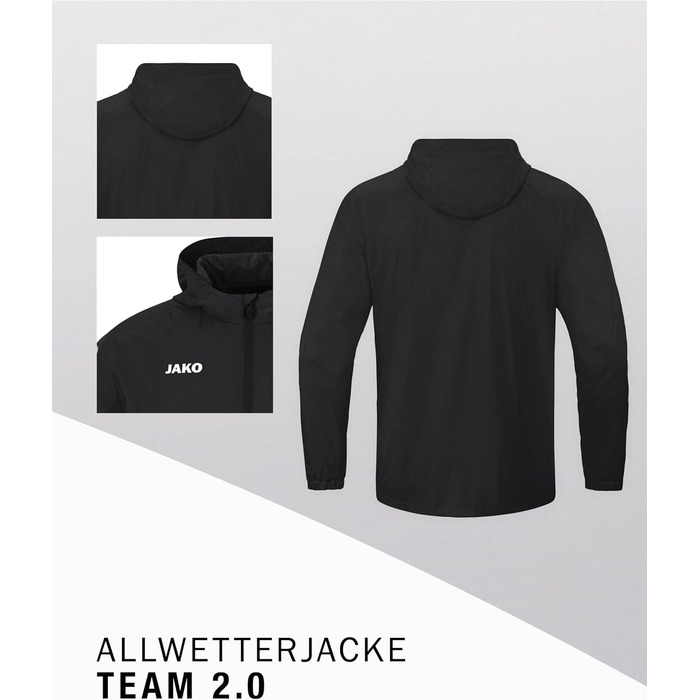 Чоловіча водонепроникна куртка JAKO Regenjacke, колір чорний, розмір L