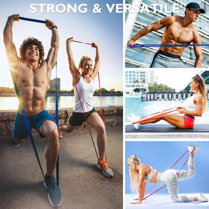 Набір еластичних стрічок FitBeast для фітнесу, силових тренувань, йоги та реабілітації (4 шт., 2.3-36 кг)